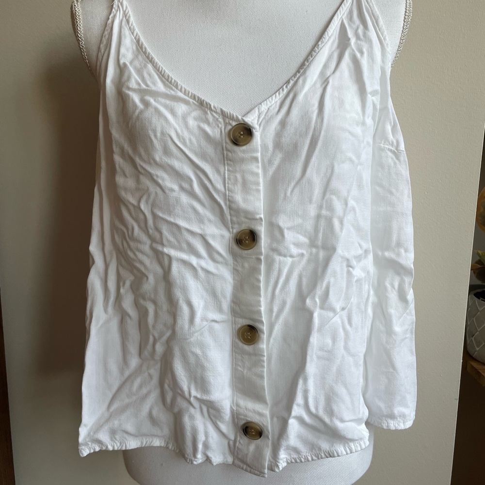 H&M White Button-Front Tank Top